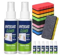 Heigble 8 Pack Whiteboard Cleaner 3.4 fl oz Whiteboard Cleaning Spray Dry Erase Board Liquid Cleaner with 8 Pack Magnetic Chalkboard Board Erasers White Board Eraser for Classrooms, Home, Office