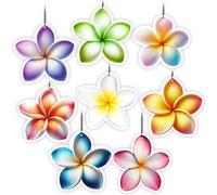 Heigble 8 Pcs Car Air Freshener for Women Hibiscus Flowers Decor Plumeria Hanging Air Freshener Plumeria Hanging Decorations for Hawaiian Luau Tropical Party Supply
