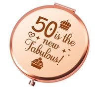 Heigebi 50th Birthday Gifts for Women Happy Birthday Compact Mirror Inspirational Birthdays Decorations 50 Year Old Gift Funny 50th Birthdays Gifts for Mum Friend Sister Wife Folding Makeup Mirror