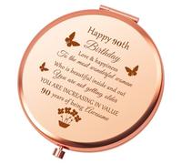 Heigebi 90th Birthday Gifts for Women Compact Makeup Mirror Happy 90th Birthday Gift Ideas 90 Year Old Gift for Grandma Nana Mum Aunt Sister Travel Makeup Mirror Gifts for Women Turning 90