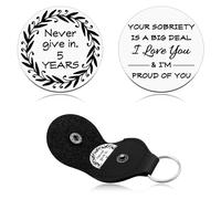 Heigebi Addiction Recovery Gifts for AA NA Alcoholics Anonymous Pocket Hug Token Sobriety Gifts for Men Women Friend Anniversary Christmas Birthday Present Stainless Steel Double Sided Coin