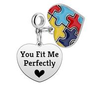 Heigebi Autism Awareness Dangle Charms for Women Inspirational Gift for Autistic Encouragement Gifts Dangle Charms for Bracelets and Necklaces Mother Day Birthday Gift for Women Family Friends