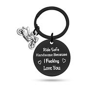 Heigebi Biker Keychain - Motorcycle Ride Safe Keyring Gift for Boyfriend, Husband, Dad, New Driver