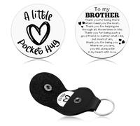 Heigebi Brother Gifts from Sister Father's Day Birthday Graduation Coin for Brother Pocket Hug Token Gifts for Men Boyfriend Gifts for Brothers Adult Stainless Steel Coin Sign Double Sided Silver