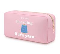 Heigebi Crochet Gifts for Crochet Lovers Knitting Tote Makeup Bag Yarn Lovers Gifts For Women Girls Knitting Lovers Knitter Double Side Printed Oxford Cloth Cosmetic Bag for Purse