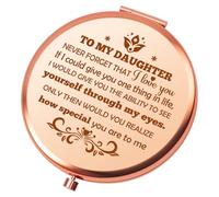 Heigebi Daughter Gifts from Mum Compact Makeup Mirror Unique Daughters Gift Birthday Gifts for Daughter Wedding Anniversary Christmas Graduation Present for Daughter from Mum Folding Makeup Mirror