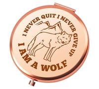 Heigebi Gifts for Wolf Lovers Inspirational Compact Pocket Mirror for Women Girls Encouragement Gift for Sister Wolf Enthusiasts Wolfs Themed Gifts Rose Gold Makeup Mirror Motivational Gift Ideas