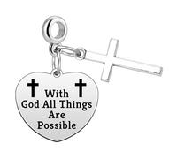 Heigebi Inspirational Christian Gifts Bible Verse Dangle Pendant Charm Scriptures Gift For Women Friend Cross Charms for Bracelet Necklace Religious Gifts for Family Friends Christmas Birthday Gift