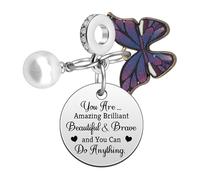 Heigebi Inspirational Gift for Women Dangle Charms for Bracelets and Necklaces Motivation Gifts for Lady Daughter Sisters Friends Colleague Dangle Pendant Charm Butterfly Gifts for Women