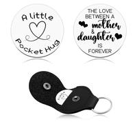 Heigebi Mum Gifts Pocket Hug Token Inspirational Long Distance Relationship Mother's Day Presents from Daughter Stainless Steel Double Sided Coin Engraved Keepsake Birthday Coin for Mother