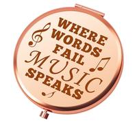 Heigebi Music Compact Mirror Gift Music Lover Gift Inspirational Quotes Makeup Mirror for Musicians Women Travel Makeup Mirror for Musics Teacher Student Musics Themed Party Birthday Gifts