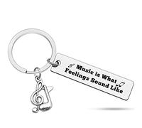 Heigebi Music Keyring Gift Music is what feelings sound like Keyring Music Lover Gift Music Note Keyring Gift for Music Teacher Student Musicians Keyring Inspirational Gift Music Key Ring