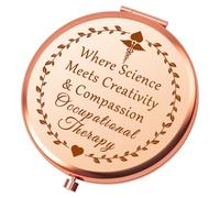 Heigebi Occupational Therapy Gift Therapist Gifts for Women Travel Makeup Mirror OT Assistant Gift Birthday Retirement Gifts for Occupational Therapist Psychology Gift Folding Makeup Mirror