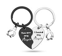 Heigebi Penguin Gifts Penguin Lover Keyring Gifts Wedding Gift for Couple Matching Couple Keychain Set Personalized Couples Jewelry Gift for Christmas Valentine's Day Anniversary Birthday Wedding