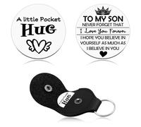 Heigebi Son Gifts from Mom Dad Birthday Gifts Ideas for Son Adult Motivational Inspirational Pocket Hug Token Christmas Valentines Graduation Wedding for Men Him Stainless Steel Double Sided Coin