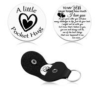 Heigebi To My Son Gifts from Mom Dad Pocket Hug Token Birthday Gifts Ideas for Son Adult Motivational Presents for Men Stepson Inspirational Gift Stainless Steel Double Sided Coin
