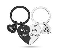 Heigebi Valentine’s Day Gift for Couple 2Pcs Keychain for Boyfriend Girlfriend Birthday Gift for Husband Wife Anniversary Jewelry Gift for Him Her Wedding Keyring Set Gift I Love You Friendship