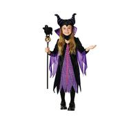 (Height 110-120cm) Child Purple Powerful Fairy Halloween Fancy Dress Up Gothic Evil Vampire Anime Cosplay Girl Black Dark Witch Costume