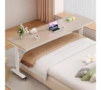 Height Adjuble Overbed Table 94.5" with Wheels Space Saving 15.7" Desktop for King Beds Locking Casters for Laptop Reading Breakfast in Bedroom