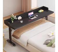 Height Adjuble Overbed Table with Wheels 94.5" Long 26.7" 40.6" Adjuble Height 15.7" Space Saving Desktop Solid Wood Locking Casters for Laptop & Reading Ideal for King Beds