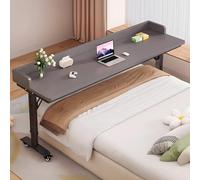 Height Adjuble Rolling Over Bed Table 26.7" 40.6" 15.7" Desktop Sturdy Wood Locking Wheels Perfect for Laptop Use & Reading in Smals
