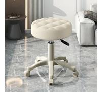 Height Adjuble Rolling Stool with Wheels 360° Swivel Faux Leather Cush Armless Backless Drafting Chair for Salon Spa Cafe Home Office - Bei