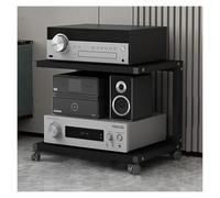 Height-Adjustable 2-Tier Record Player Stand HIFI AV Media Rack Stereo Audio Storage Shelf Audio Rack for Home Theater Modern Media Console Furniture