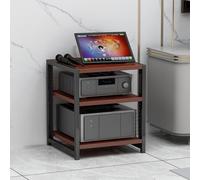 Height-Adjustable 3-Tier Record Player Stand - AV Media Rack Wooden Stereo Component Cabinet Floor-Standing Hi-Fi Tower for Vinyl Records (Natural Finish)