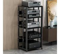 Height Adjustable 5 Tier Ste Rack Open HiFi AV Ma Stand for o Equint CD & Record Player Sto Modern Entertainment Cabinet (Black)