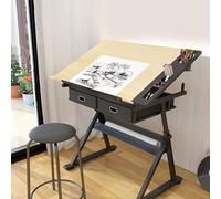Height Adjustable Art & Craft Workstation - 0°-80° Tilting Drawing Desk for Painting, Technical Drawing, Reading & Writing - Ideal Hobby Table for Artists