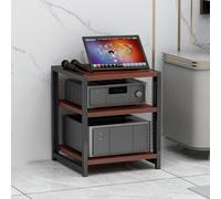 Height Adjustable AV Ma Stand - 3 Tier Wooden o Rack for Record Players & Ste - Teak h Sto Cabinet - Slish Home Theater Fur, Ma nizer, o/Video Display