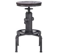Height-Adjustable Bar Stool, Round Swivel Chair with Footrest, Iron and Pinewood Construction, 360° Rotation, Industrial Design, Supports Up to 150kg