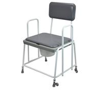 Height Adjustable Bariatric Commode Chair - 7.5 Litre Pail with Lid - Vinyl Seat Loops Multi One Size