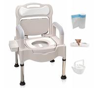 Height Adjustable Bedside Commode Chair for Seniors and People with Disabilities - Portable Toilet Chair with Built-in Toilet, Suitable for Home Use - Elderly Potty Chair
