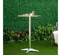 Height Adjustable Bistro Table Pub Bar Square Table Stainless Steel Top Aluminium Edge 60 x 60cm