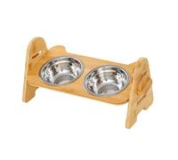 Height-adjustable bowl holder, non-slip food stand for dogs, adjustable accessories for pets, made of wood, for clean feeding on the floor