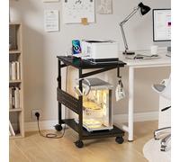 Height Adjustable Computer Tower Stand,2-Tier PC Tower Stand with 4 Casters,Rolling Holder with Pegboard&2 Hooks,Fits Most Computers,PC Trolley for Gaming Desk Accessories,Printer,W60xD40xH59-82.55cm