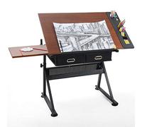 Height Adjustable Craft Table - Ding Desk with Solid Maple Top for Home Office & Art Projects - Versatile Tilting Design for Creative Workspaces & Crafting