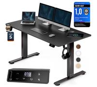 Height-adjustable desk black (carbon-look) 120x60x72-117cm
