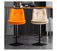 Height Adjustable Dining Stool - Faux Leather Bar Stool with 360° Swivel Seat - Channel Tufted Design, Adjustable Height 60-80cm for Kitchen Island