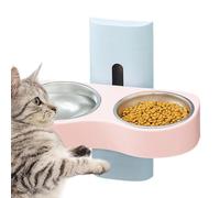 Height Adjustable Double Cat Bowl, Wall Mounted Pet Feeding Bowl | Removable Cat Food and Drink Bowl, Space Saving Design, Separate Pet Bowl
