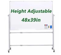 Height Adjustable DoubleSided Magnetic Whiteboard100x120cm (48x39in) le Easel forClassroom Home & SchoolIdeal Dry Erase Board for Presentats & Meetings