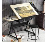 Height Adjustable Drafting Desk Maple Craft Table with Storage Versatile Art Table for Home Office Ergon Design Perfect for Artists and Designers