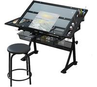 Height Adjustable Drafting Table with s Top Tilting Sto Der - Perfect for Artists Designers & Crafters - Versatile Art & Craft Worpace for Creative Projects