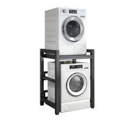 Height Adjustable Dryer Stand - Stacking Kit with 400KG Load Capacity - Over Washer Storage Rack for Front Loader Washing Machines & Tumble Dryers(Black Frame+black)