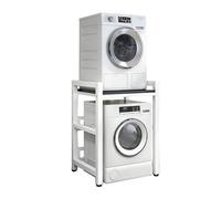 Height Adjustable Dryer Stand - Stacking Kit with 400KG Load Capacity - Over Washer Storage Rack for Front Loader Washing Machines & Tumble Dryers(White Frame+black)