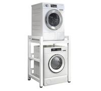 Height Adjustable Dryer Stand - Stacking Kit with 400KG Load Capacity - Over Washer Storage Rack for Front Loader Washing Machines & Tumble Dryers(White Frame+white)