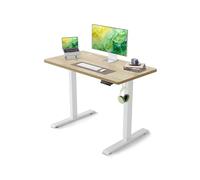 Height Adjustable Electric Standing Desk 140x60 cmErgonomic Silent Motorized Desk for Remote Work Wood Top Low Noise Promotes Lumbar & Cervical Health