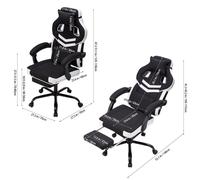 Height-Adjustable Ergonomic Reclining Gaming Chair with Massage Lumbar Support & Footrest