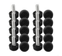 Height Adjustable Feet M8 Black Plastic Base 10 Pack Threaded Furniture Levelers Screw in for Cupboard Desk Leg Extension(M8*24 * 25mm)